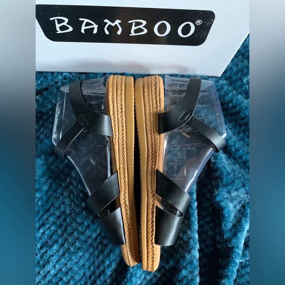 🌸BLACK Bamboo Strap Strappy Sandals in box. New! 2 sizes available. - Picture 3 of 5
